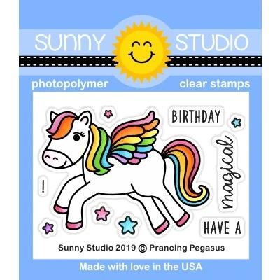 Sunny Studio Clear Stamps - Prancing Pegasus